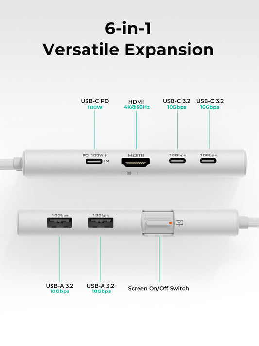 Aukey Office Dok 6 In 1 Usb-C To 6-Ports Hub Sv