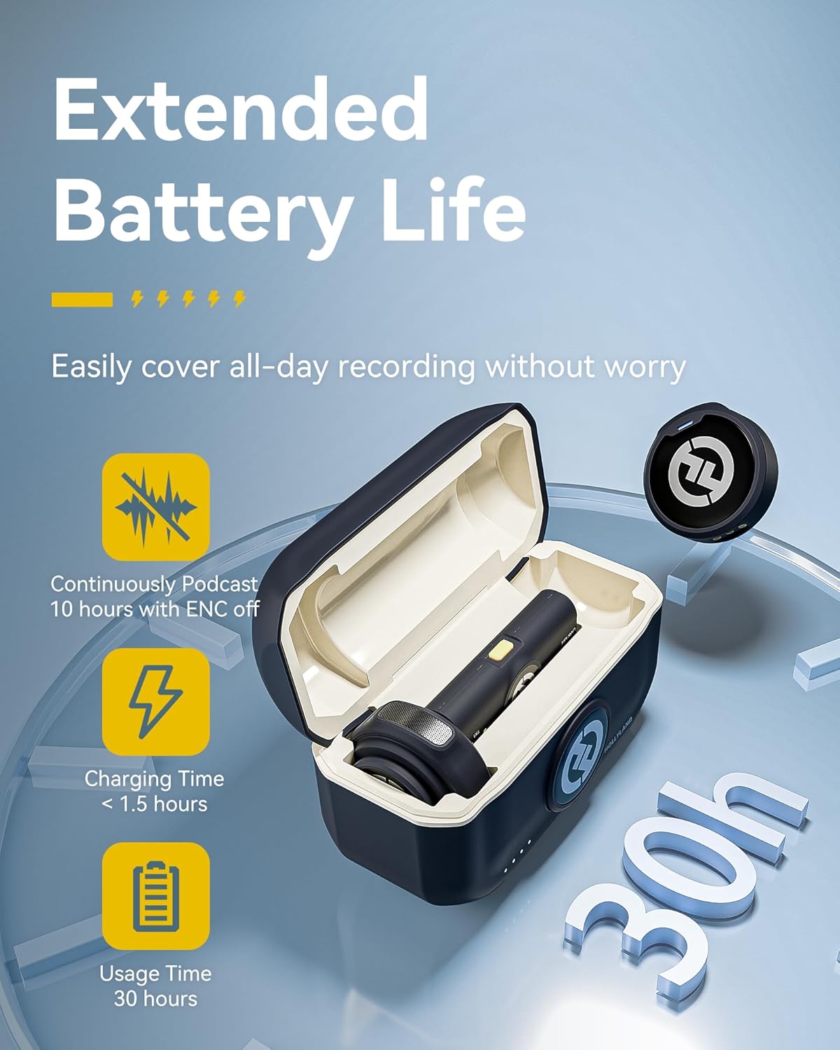 Hollyland LARK M2 with USB-C Plug All-in-one Button Wireless Lavalier Microphone System