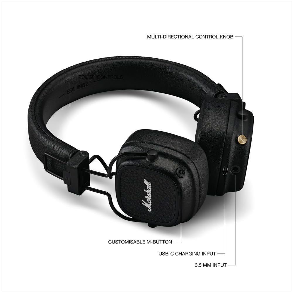 Marshall Major Iv On - Ear Wireless Headphones - Black – Aleph ألف