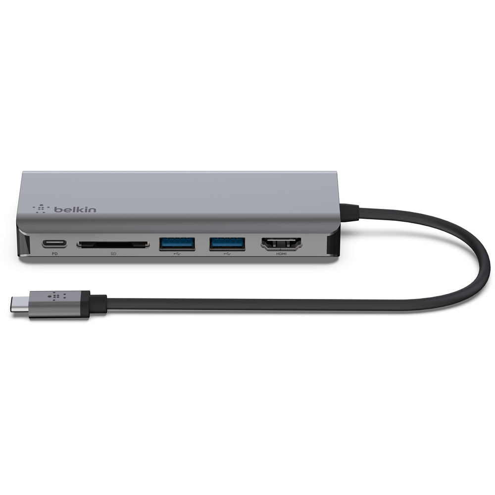 Belkin 6-in-1 USB-C Multiport Hub with HDMI, Gigabit Ethernet, SD & USB - Space Grey