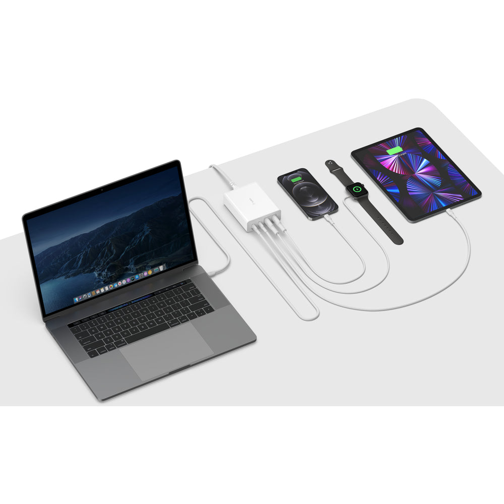 Belkin BoostCharge Pro 108W GaN 4-Port Charger, 2x USB-C & 2x USB-A - White