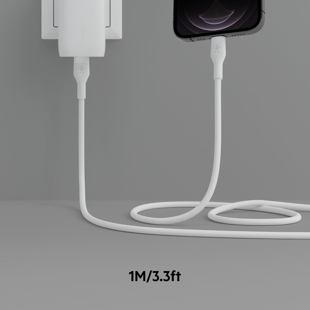 Belkin Silicone Lightning to USB-C Cable, 1m - White