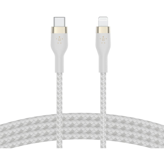 كابل بلكين من السيليكون المجدول من لايتنينج إلى USB-C بطول متر واحد - أبيض