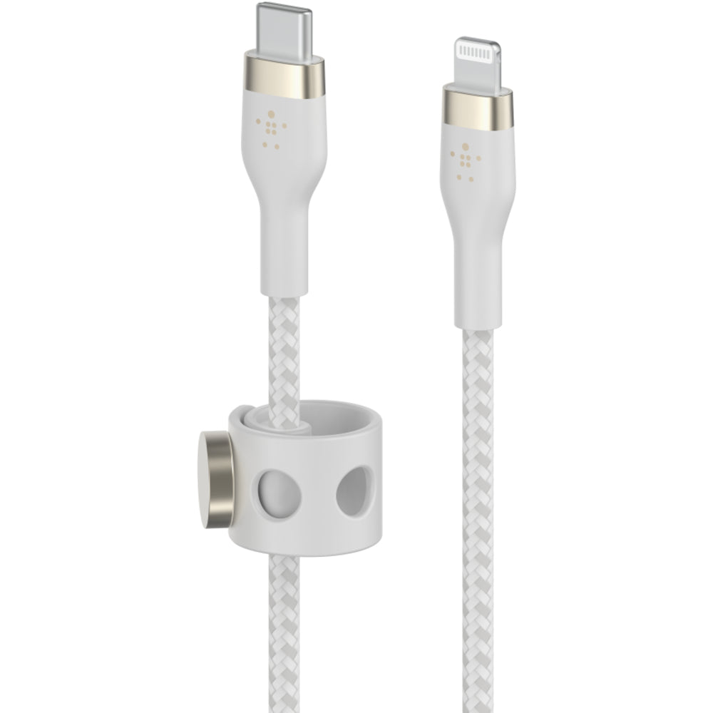 Belkin Braided Silicone Lightning to USB-C Cable, 1m - White
