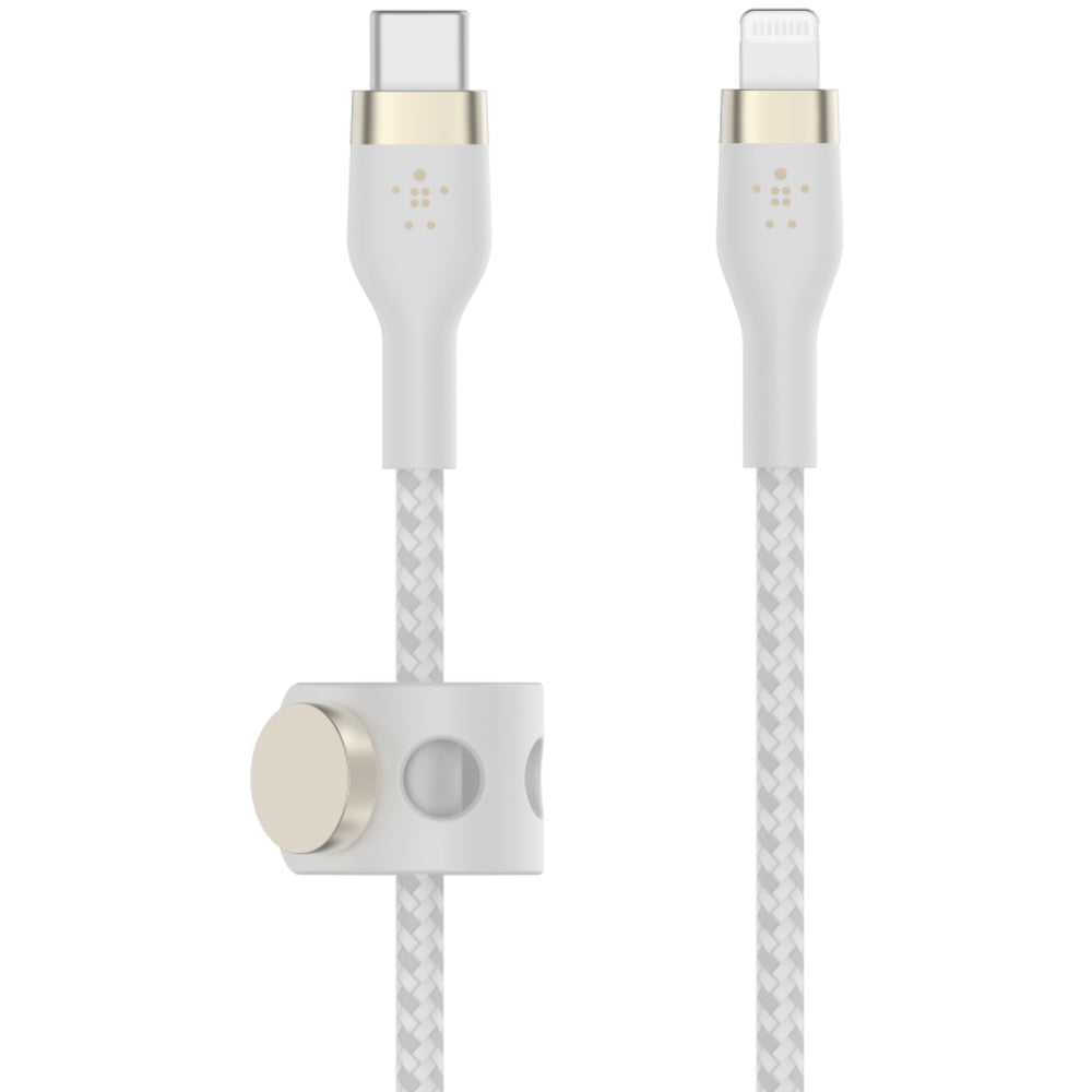 Belkin Braided Silicone Lightning to USB-C Cable, 1m - White
