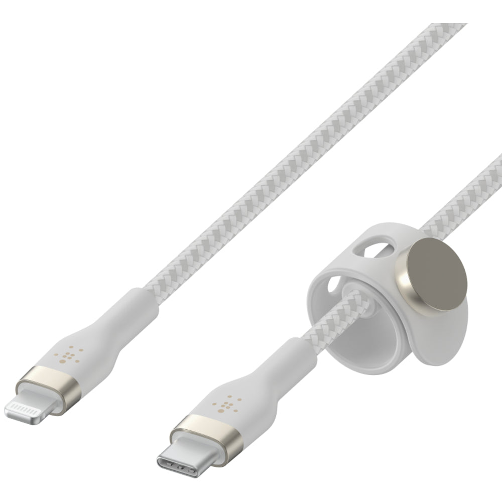 Belkin Braided Silicone Lightning to USB-C Cable, 1m - White