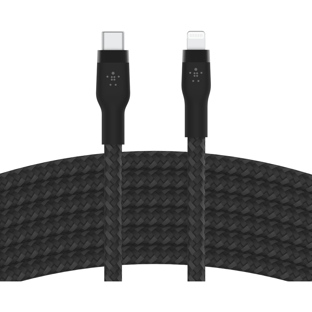 Belkin Braided Silicone Lightning to USB-C Cable, 3m - Black