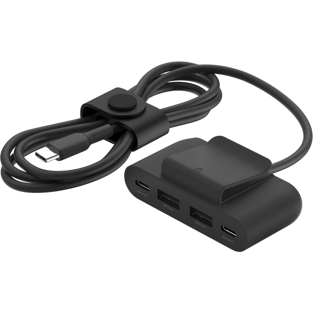 Belkin 30W 4-Port Power Extender, 2x USB-C & 2x USB-A, 2m - Black
