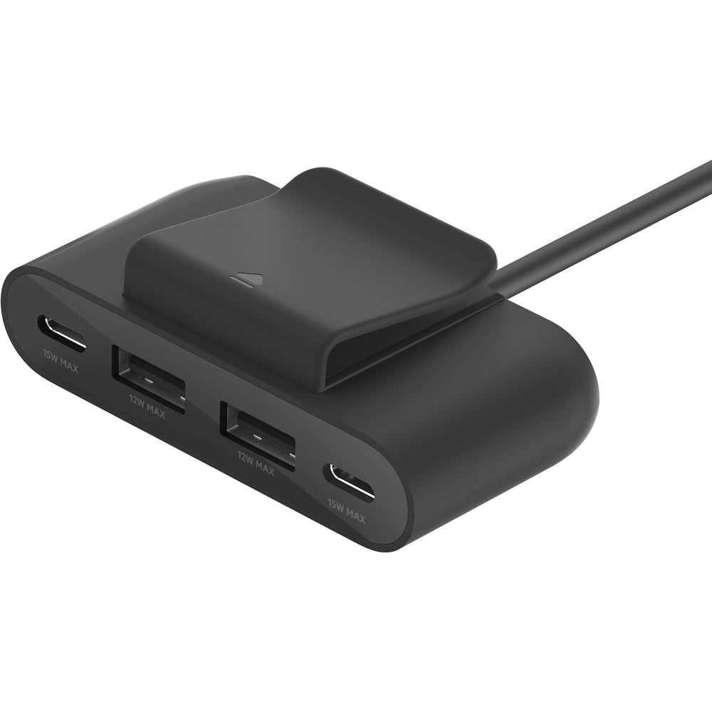 Belkin 30W 4-Port Power Extender, 2x USB-C & 2x USB-A, 2m - Black