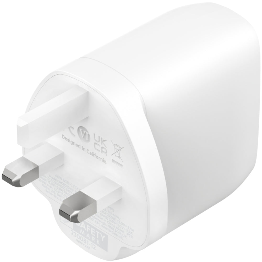 Belkin 60W Dual USB-C Wall Charger with PPS - White