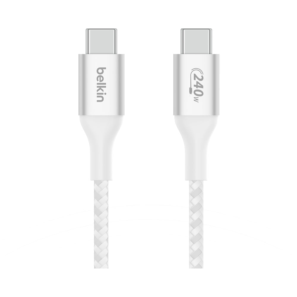 Belkin 240W Braided USB-C to USB-C Cable, 2m - White