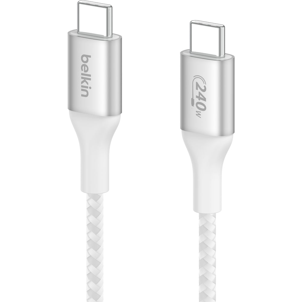 Belkin 240W Braided USB-C to USB-C Cable, 2m - White