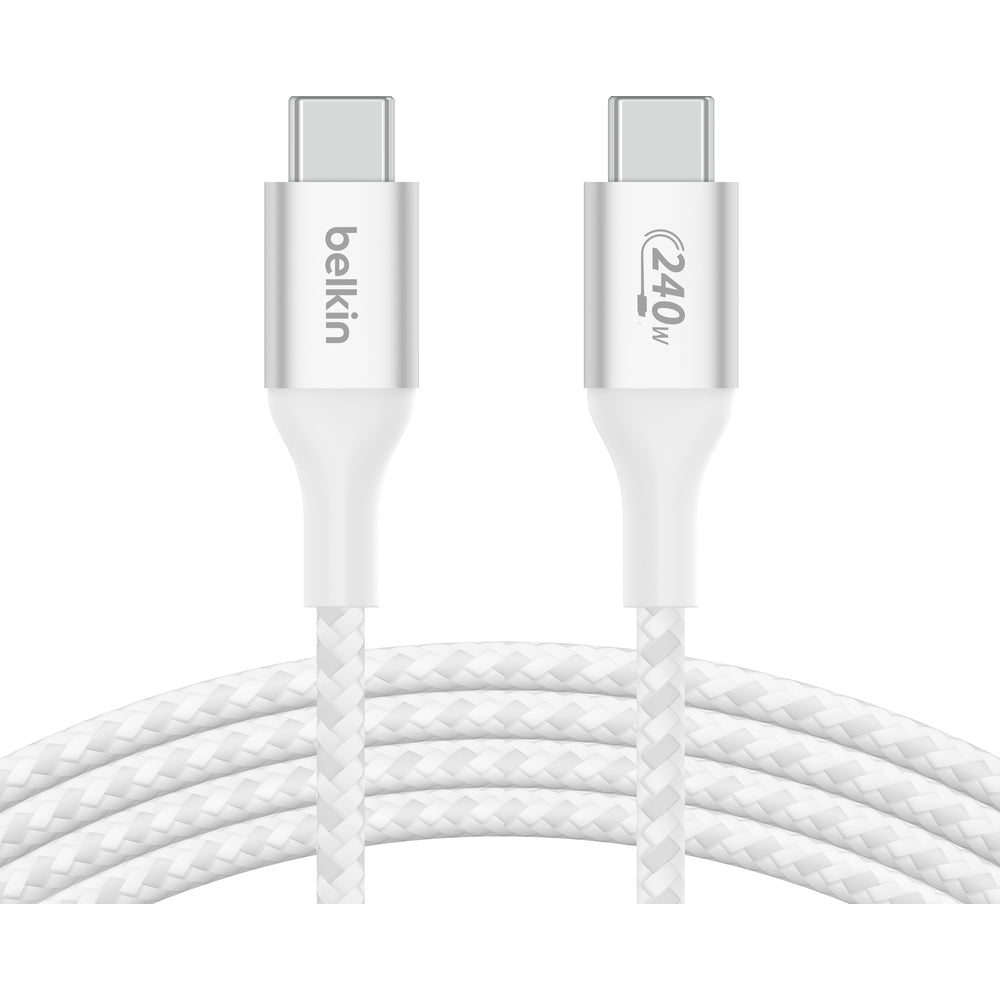 Belkin 240W Braided USB-C to USB-C Cable, 2m - White