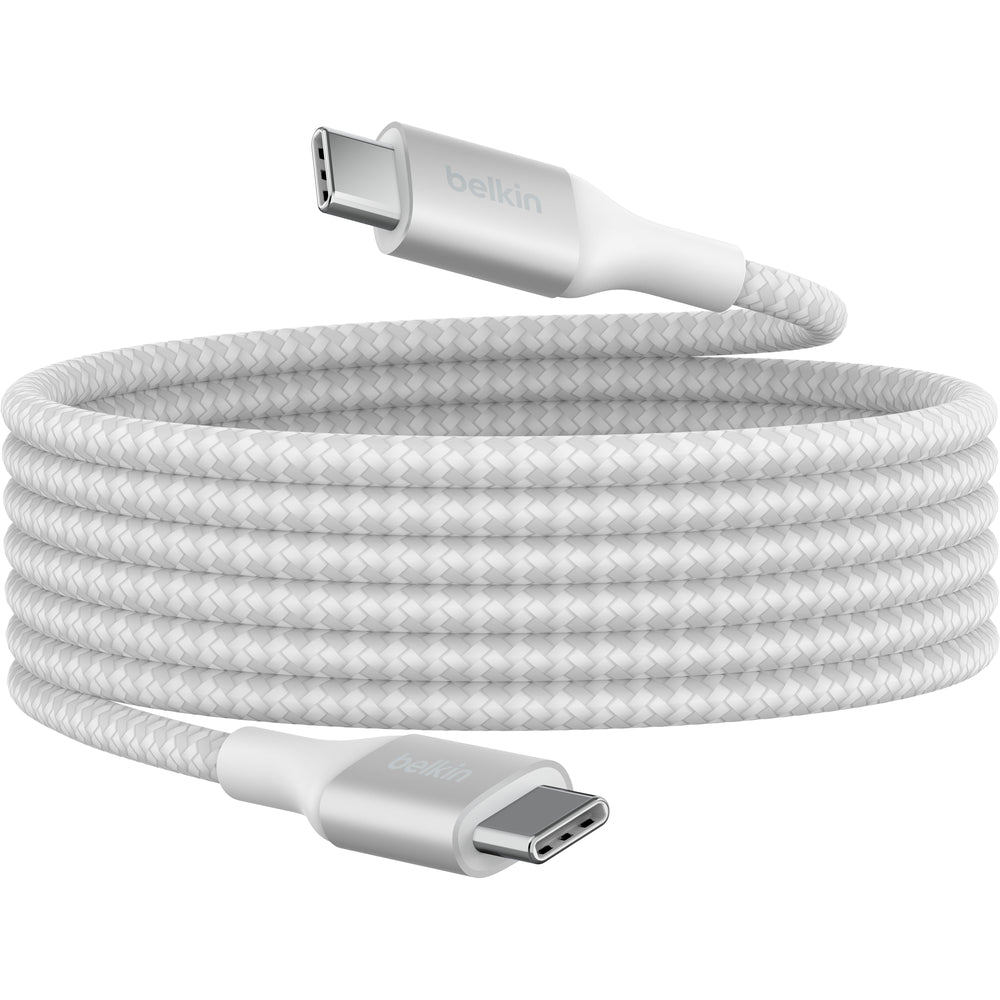Belkin 240W Braided USB-C to USB-C Cable, 2m - White