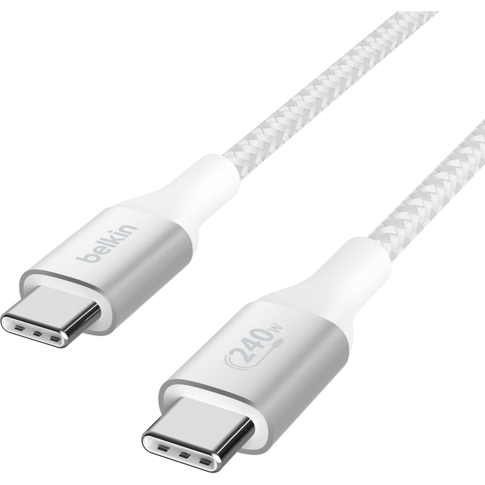 Belkin 240W Braided USB-C to USB-C Cable, 2m - White