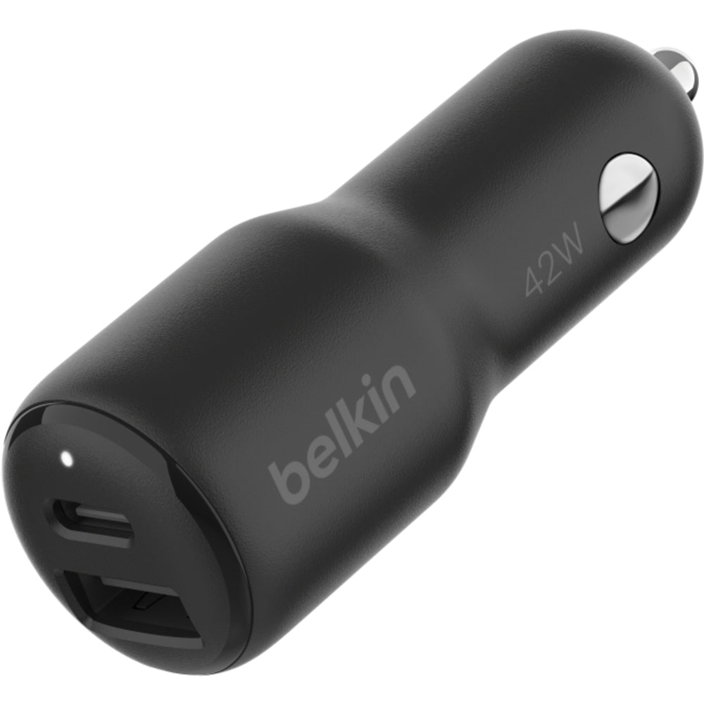 Belkin 42W Dual-Port Car Charger, USB-C 30W & USB-A 12W - Black