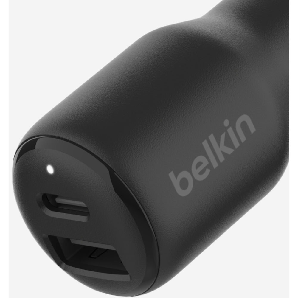 Belkin 42W Dual-Port Car Charger, USB-C 30W & USB-A 12W - Black