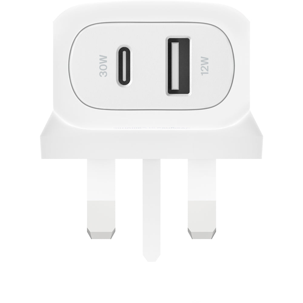 Belkin 42W PD Wall Charger, USB-C & USB-A - White