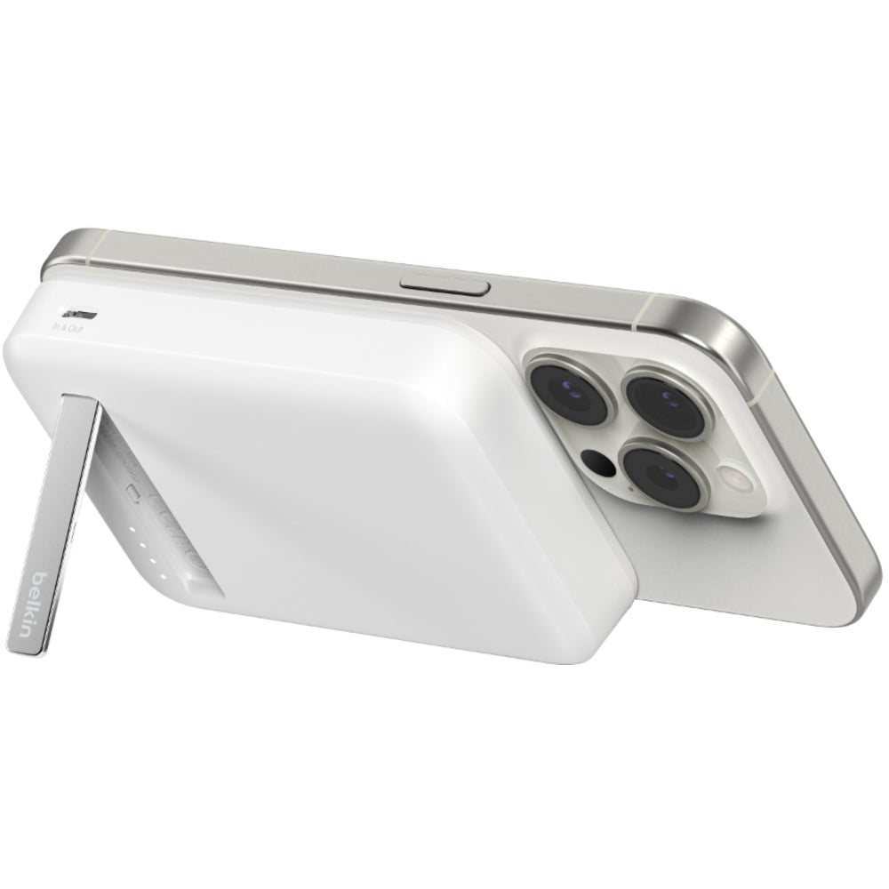 Belkin Qi2 8K Wireless Power Bank with Kickstand - White