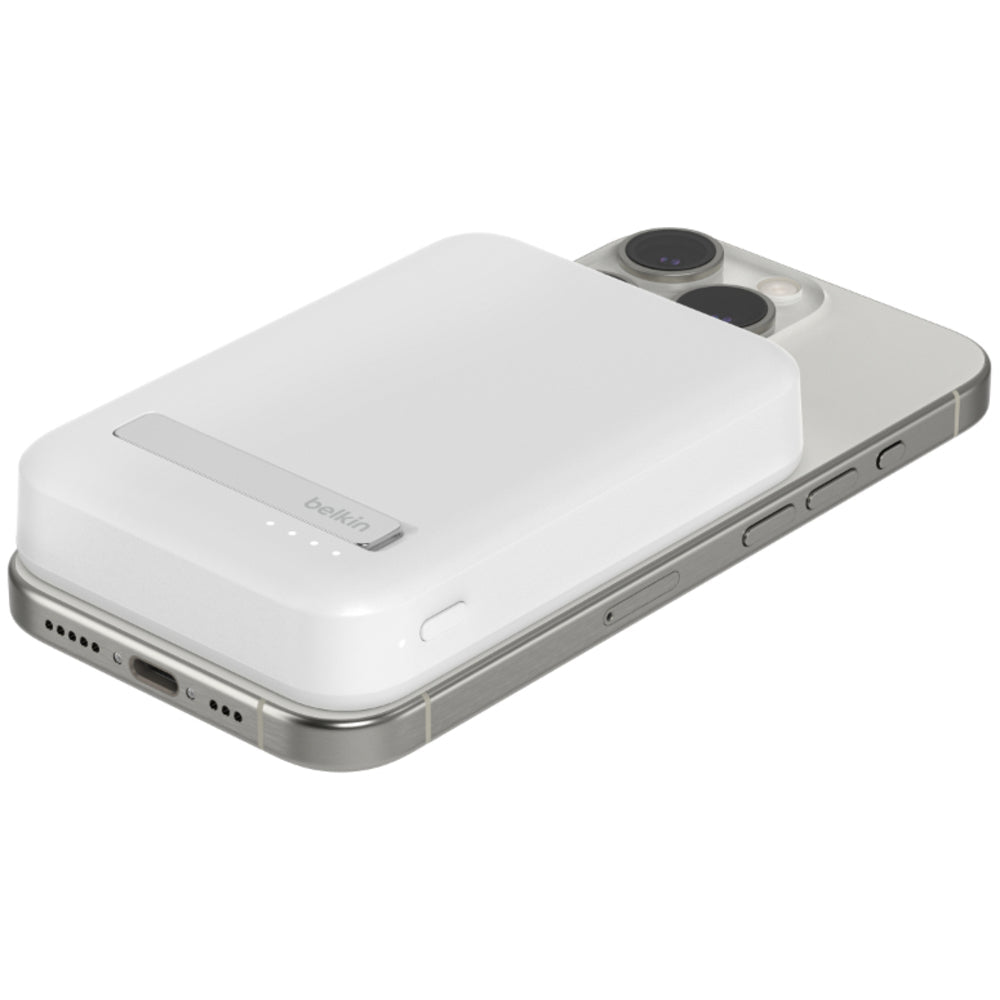 Belkin Qi2 8K Wireless Power Bank with Kickstand - White