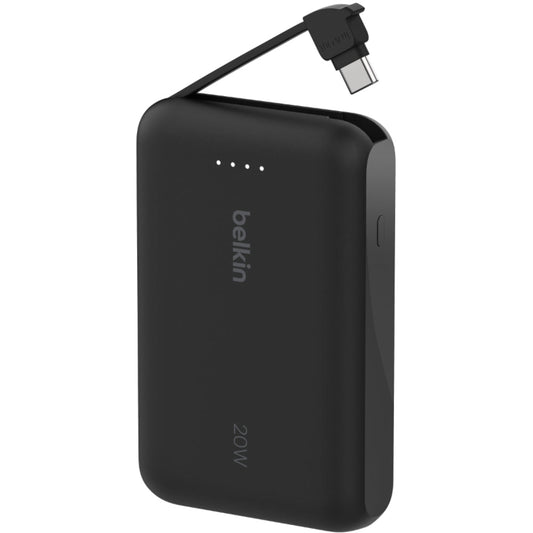 باور بانك بلكين بسعة 10 آلاف ملي أمبير مع كابل USB-C مدمج - أسود