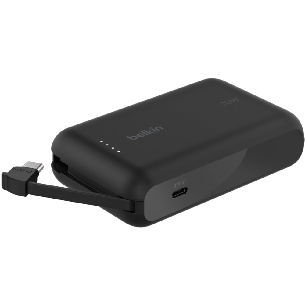 Belkin 10K Power Bank with Integrated USB-C Cable - Black