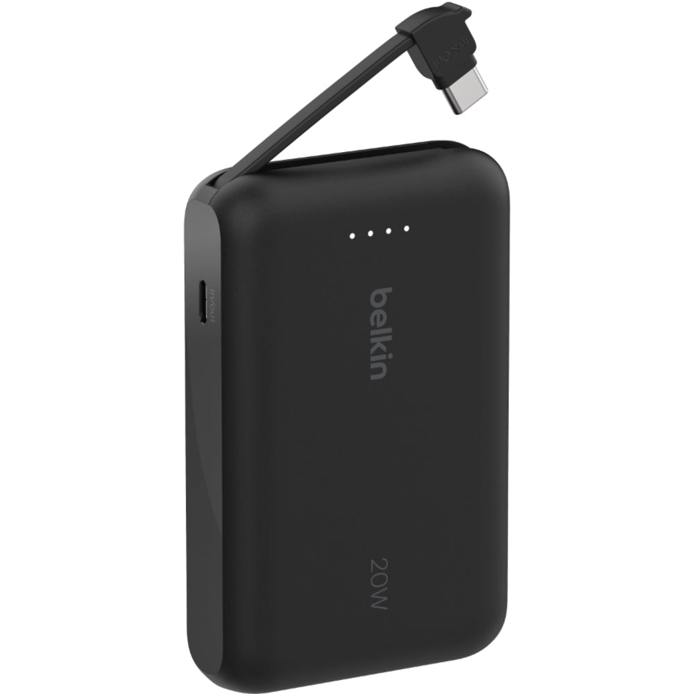 Belkin 10K Power Bank with Integrated USB-C Cable - Black