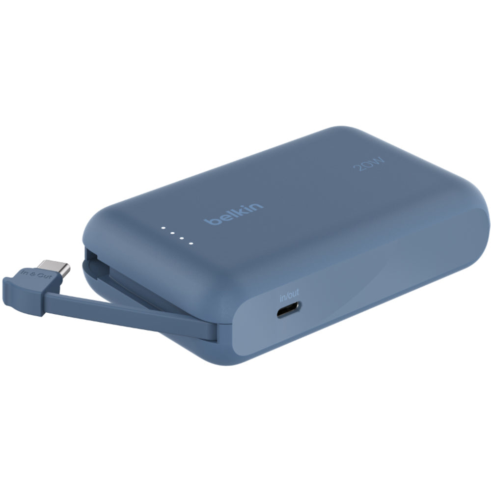 Belkin 10K Power Bank with Integrated USB-C Cable - Blue
