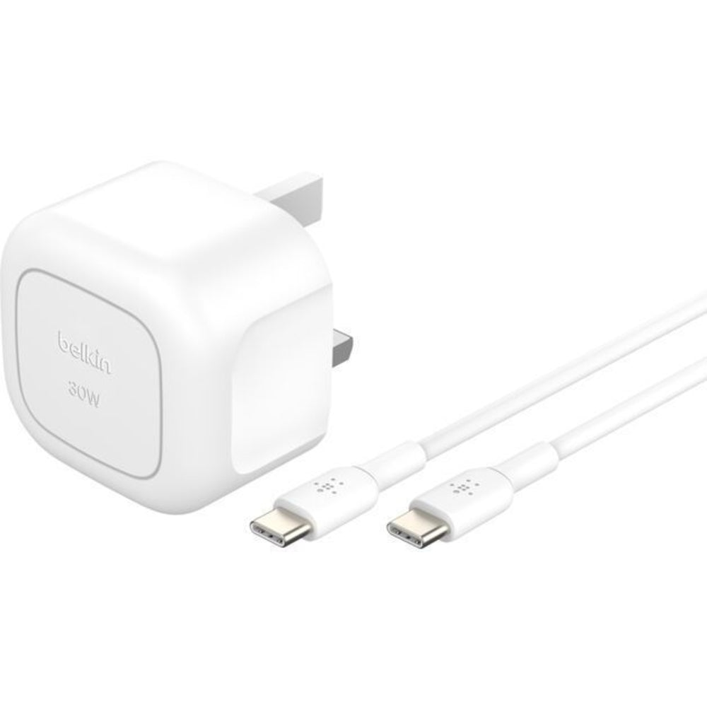 Belkin 30W USB-C Wall Charger with 1m USB-C Cable, UK Plug - White
