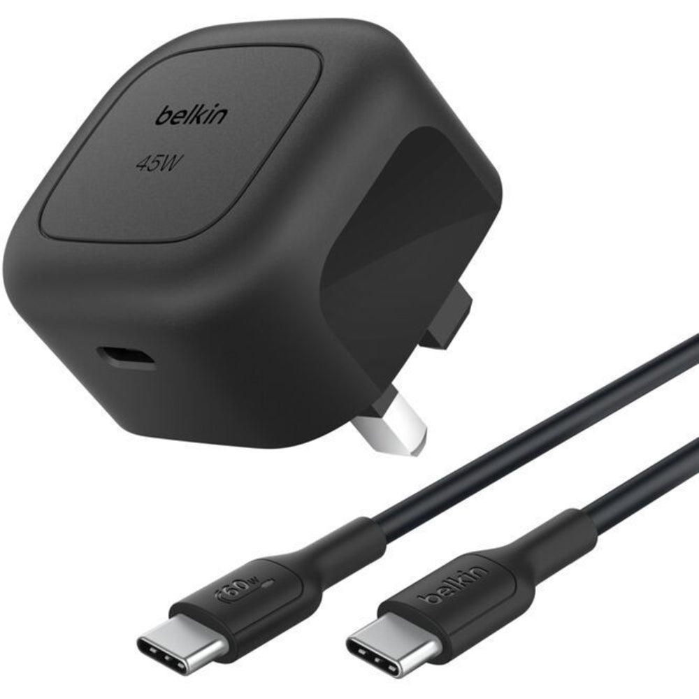 Belkin 45W PD USB-C Wall Charger with 1m USB-C Cable - Black