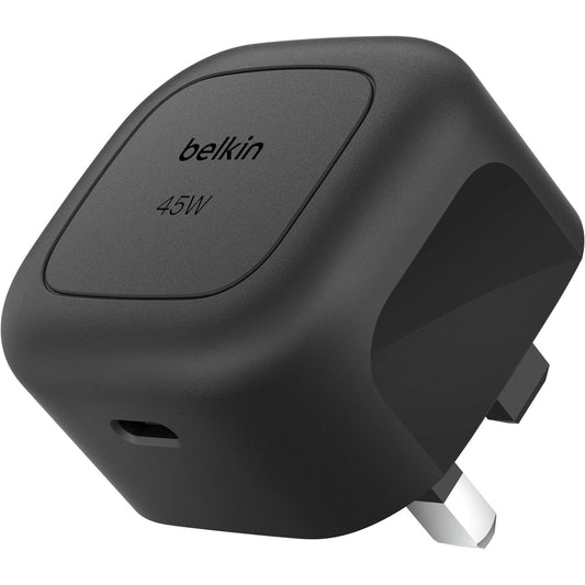 شاحن حائط بلكين USB-C لتوصيل الطاقة والشحن القابل للبرمجة بقدرة 45 واط وقابس بريطاني - أسود
