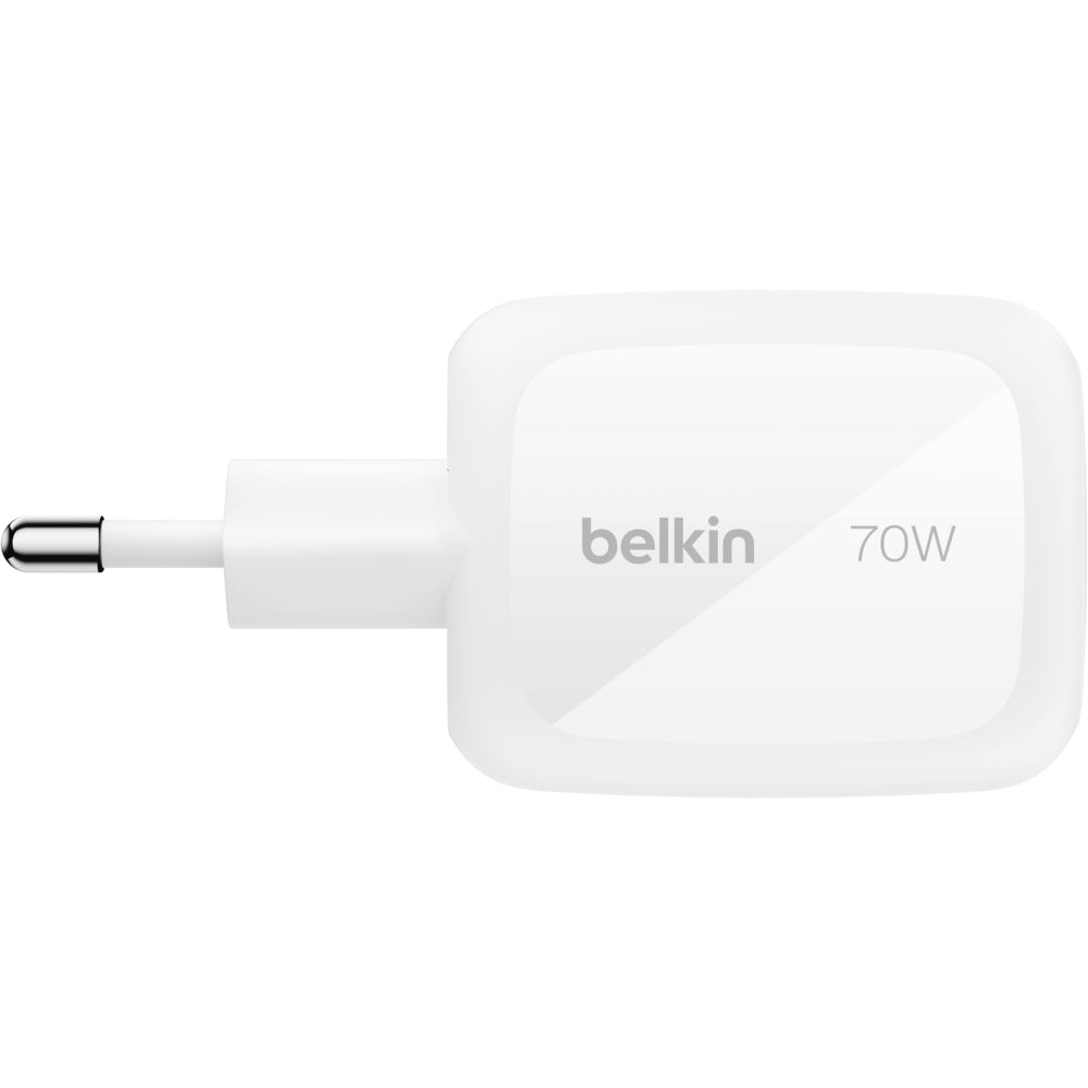 Belkin BoostCharge Pro 70W GaN 3-Port Charger, 2x USB-C & USB-A - White