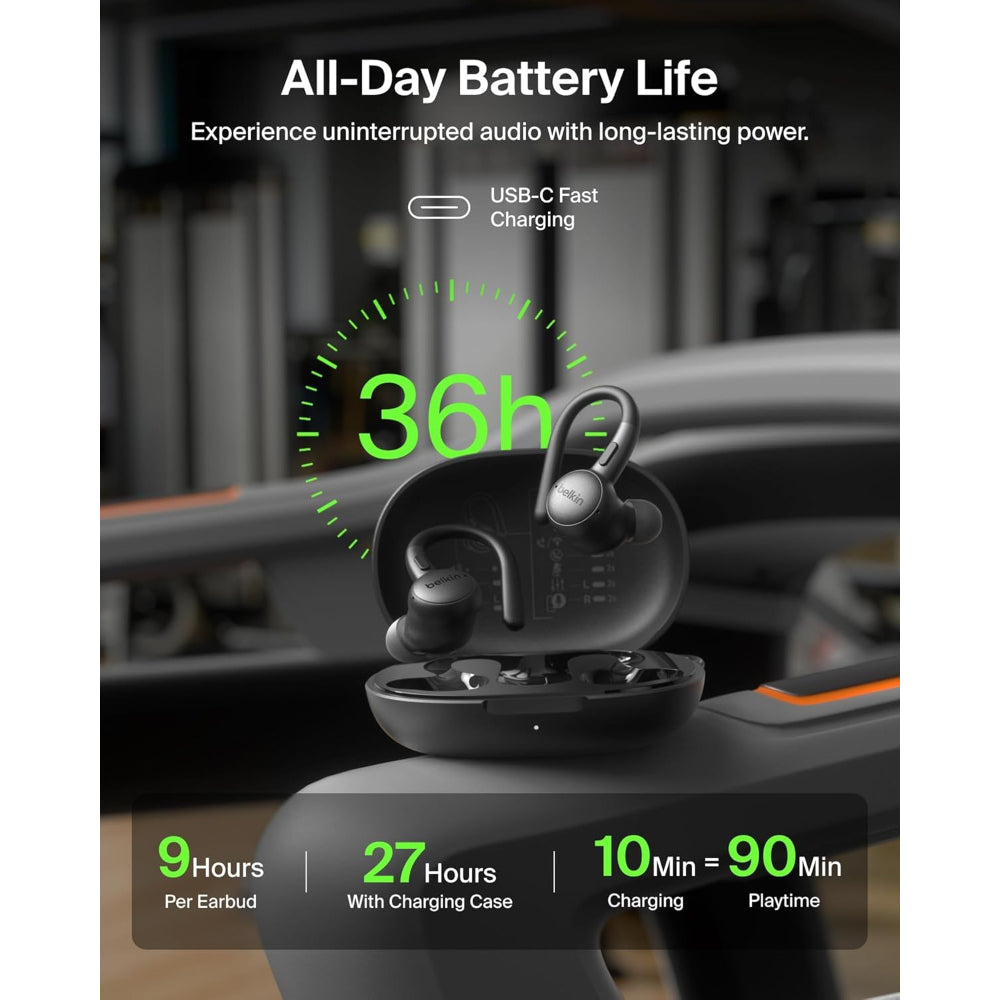 Belkin SoundForm ActiveFit In-Ear Wireless Earbuds - Black