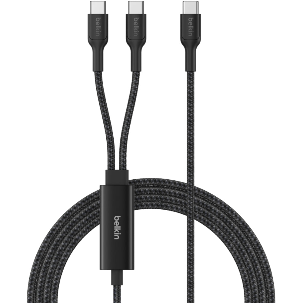 Belkin 140W Braided USB-C to Dual USB-C Cable, 1.5m - Black