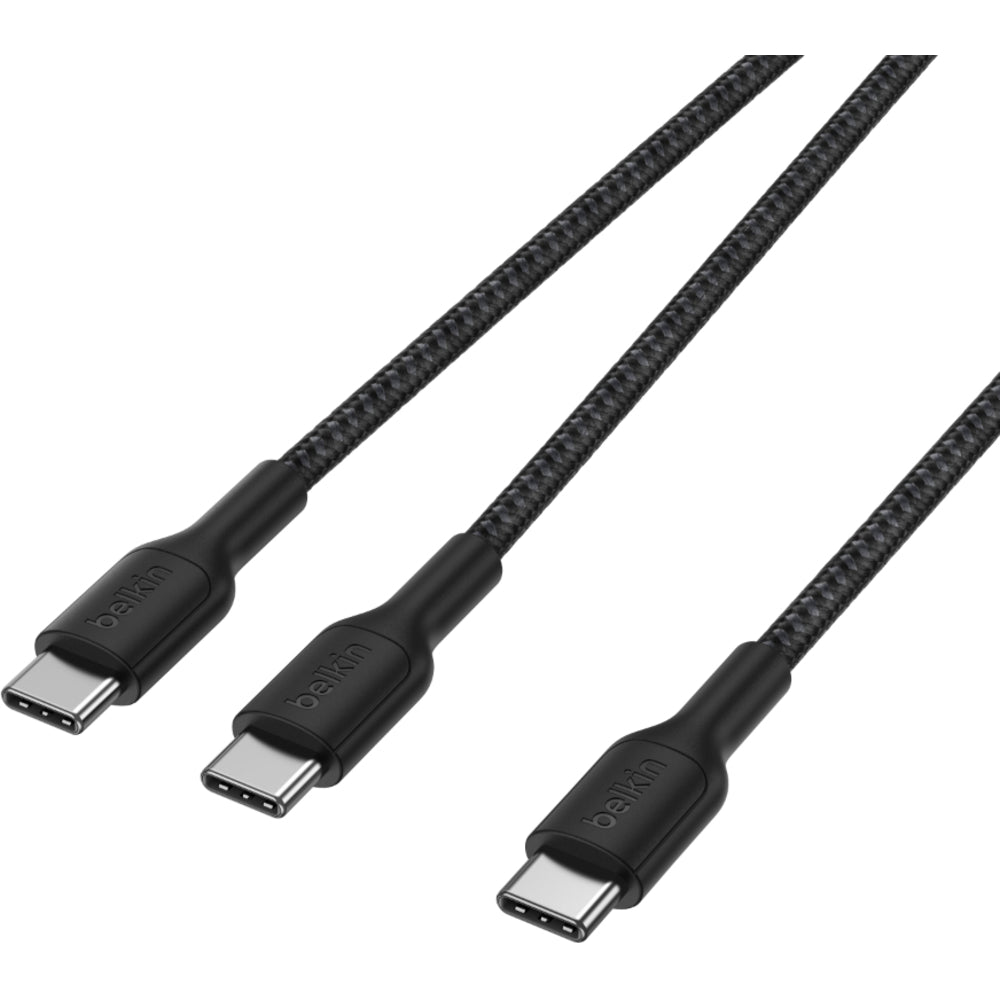 Belkin 140W Braided USB-C to Dual USB-C Cable, 1.5m - Black