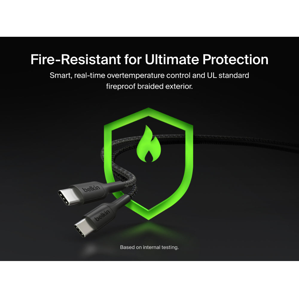 Belkin 140W Braided USB-C to Dual USB-C Cable, 1.5m - Black