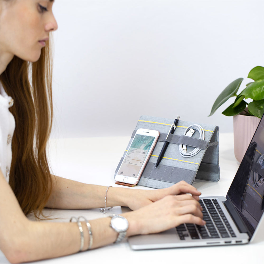 Beblau Portable 3-in-1 Laptop Organizer Travel, Desk & Backpack Tech Storage, Grey