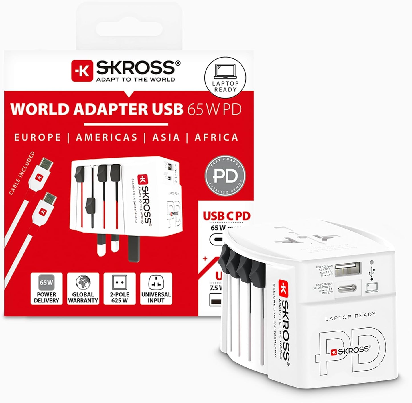 Skross MUV USB Charger AC65PD With USB C Cable
