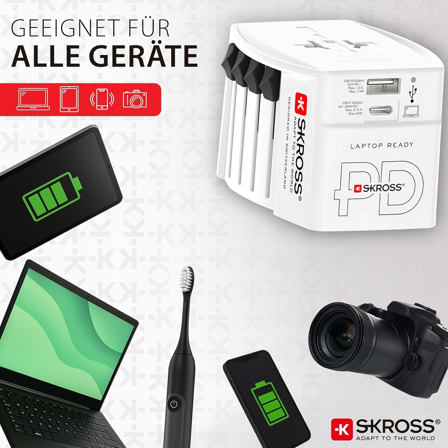 Skross MUV USB Charger AC65PD With USB C Cable