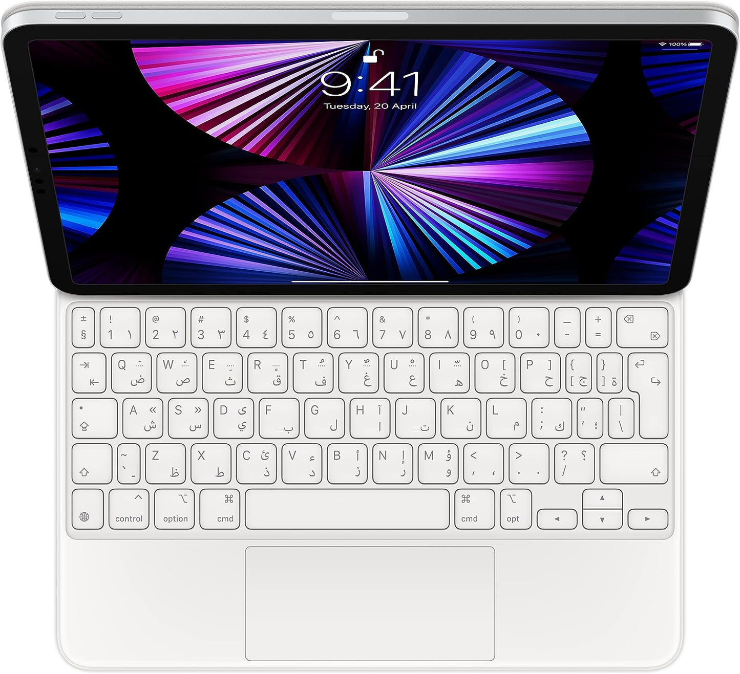 لوحة مفاتيح ماجيك iPad Pro مقاس 11 انش (الجيل الرابع) و iPad Air (الجيل الخامس) - العربية - أبيض