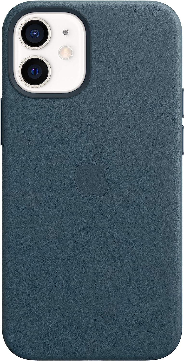 حافظة حماية لهاتف iPhone 12 جلدية من Apple بتقنية MagSafe لهاتف iPhone 12 Mini - ازرق بالتيك