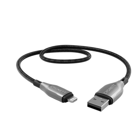 Cygnett Armoured Lightning To USB-A Cable, Black 1m