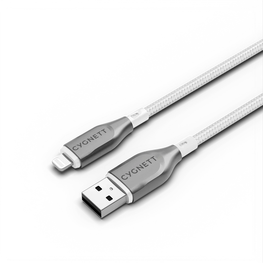 Cygnett Armoured Lightning To USB-A Cable, White 1m