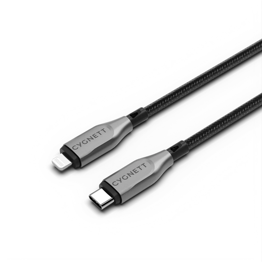 Cygnett Armoured Lightning To USB-C Cable, Black 3m