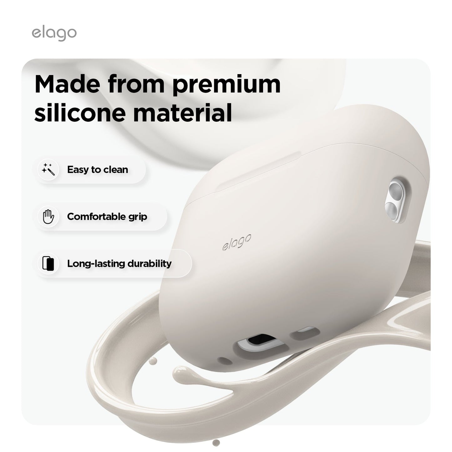 Elago AirPods Pro 3 Silicone Hang Case - Stone