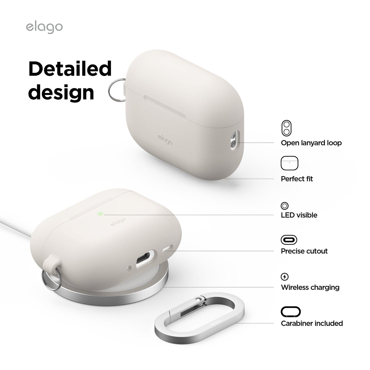 Elago AirPods Pro 3 Silicone Hang Case - Stone