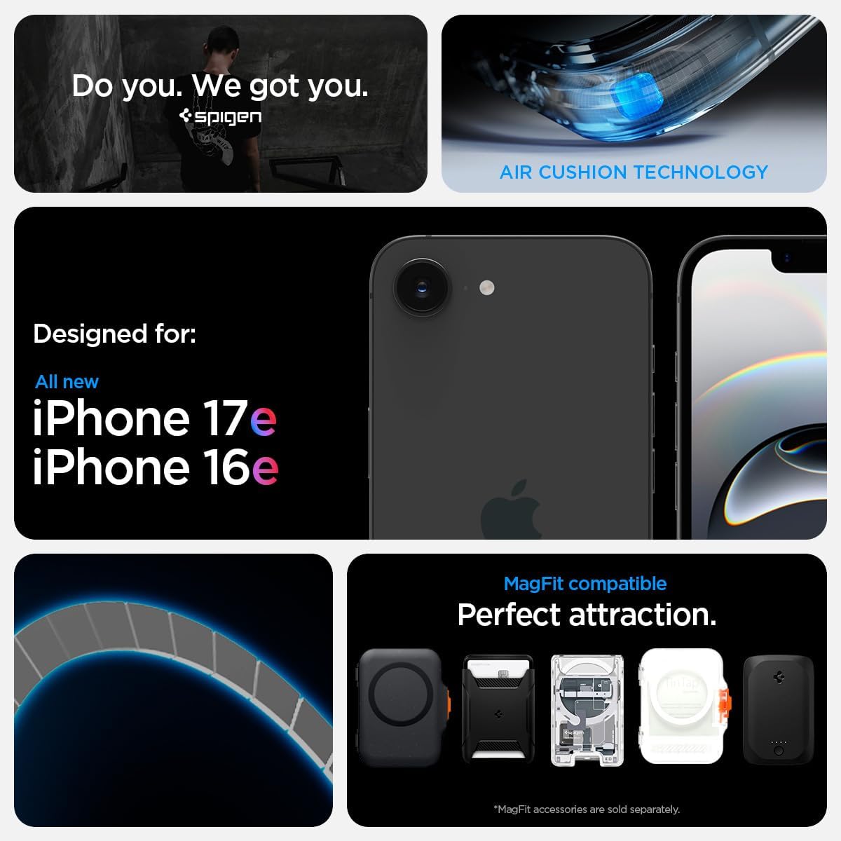 Magnetic Hybrid case for iPhone 16e, 17e (6.1 inch) - Clear with White MagSafe