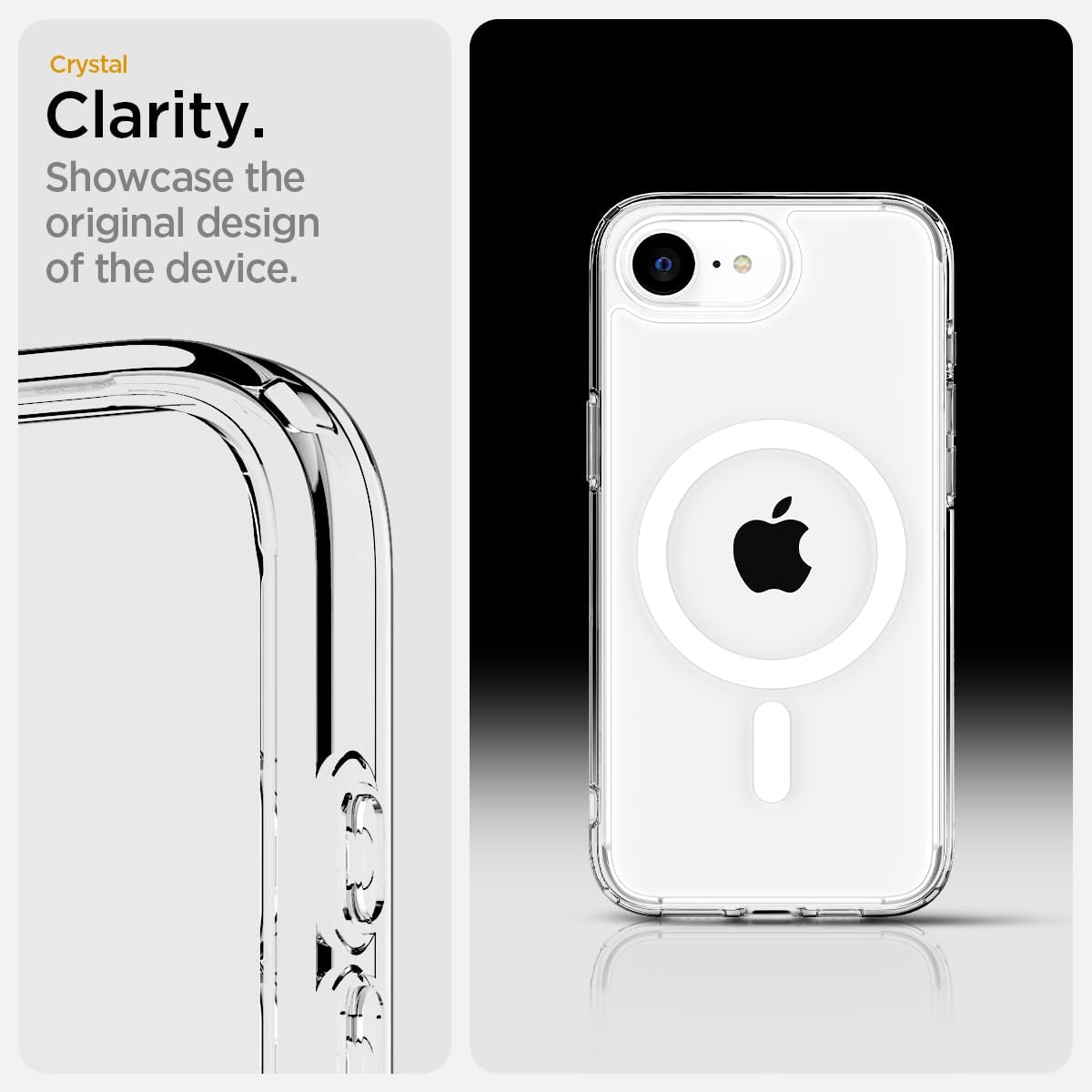 Magnetic Hybrid case for iPhone 16e, 17e (6.1 inch) - Clear with White MagSafe