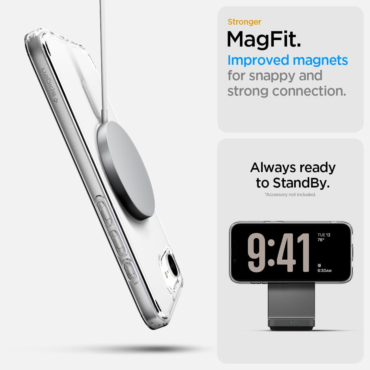 Magnetic Hybrid case for iPhone 16e, 17e (6.1 inch) - Clear with White MagSafe