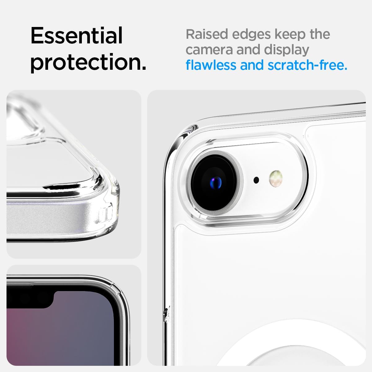 Magnetic Hybrid case for iPhone 16e, 17e (6.1 inch) - Clear with White MagSafe